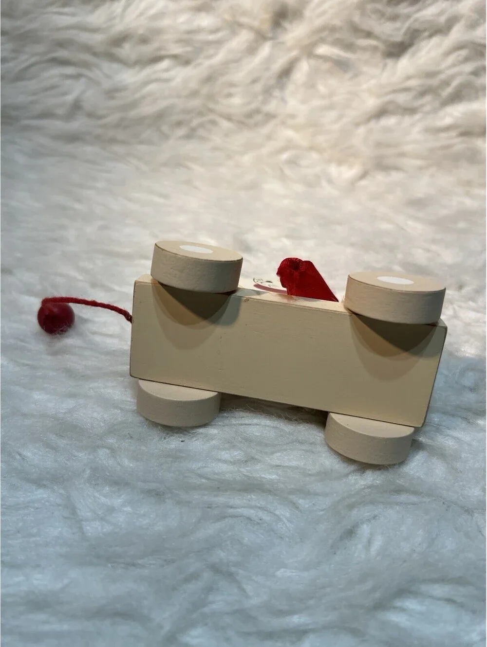 charming white wooden cat pull toy Ornament